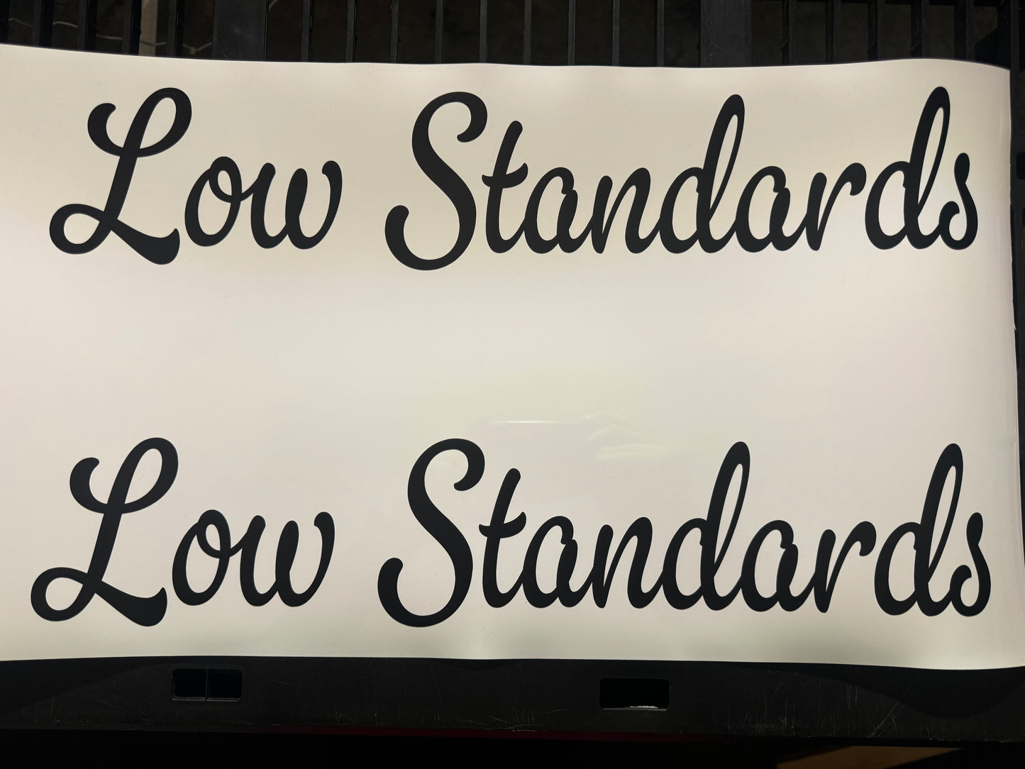 “Low Standards” air tank stickers