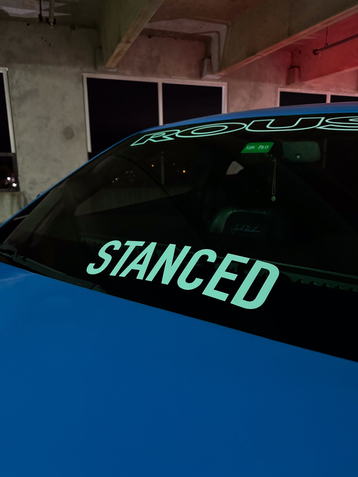 Classic "STANCED" windshield banner